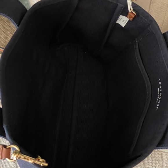 Tory Burch Canvas Small Tote Navy - Picture 4 of 12